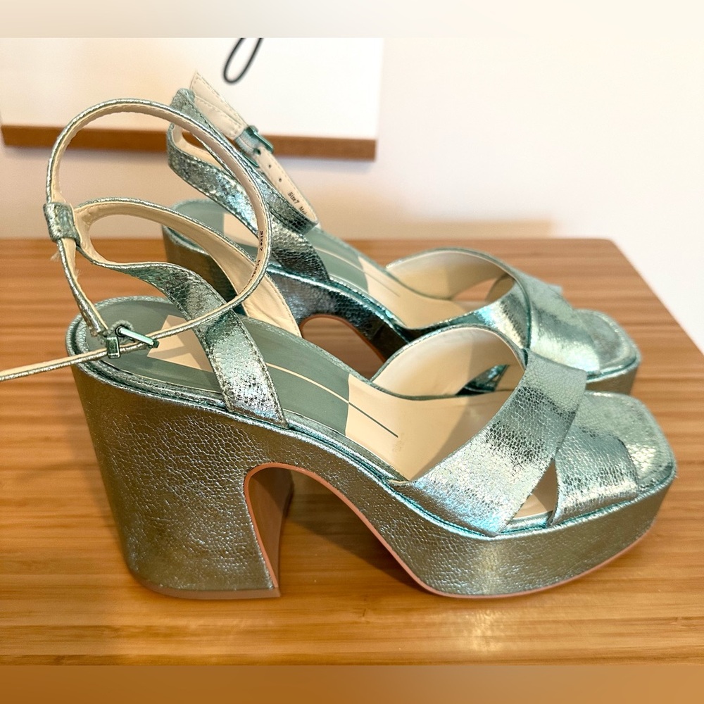 Dolce Vita Metallic Icy Blue Platform Heels